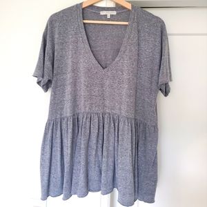 Truly Madly Deeply peblum oversized top, deep V neck